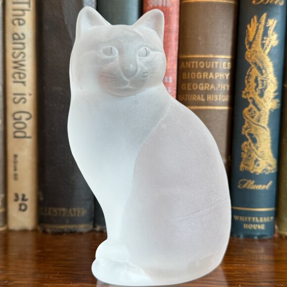 1985 Swedish Frosted Art Glass Cat - Picture 15 of 15